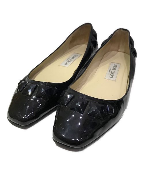 ジミーチュウ ブラック×ゴールド オープントゥパンプス 37.5 （中古 