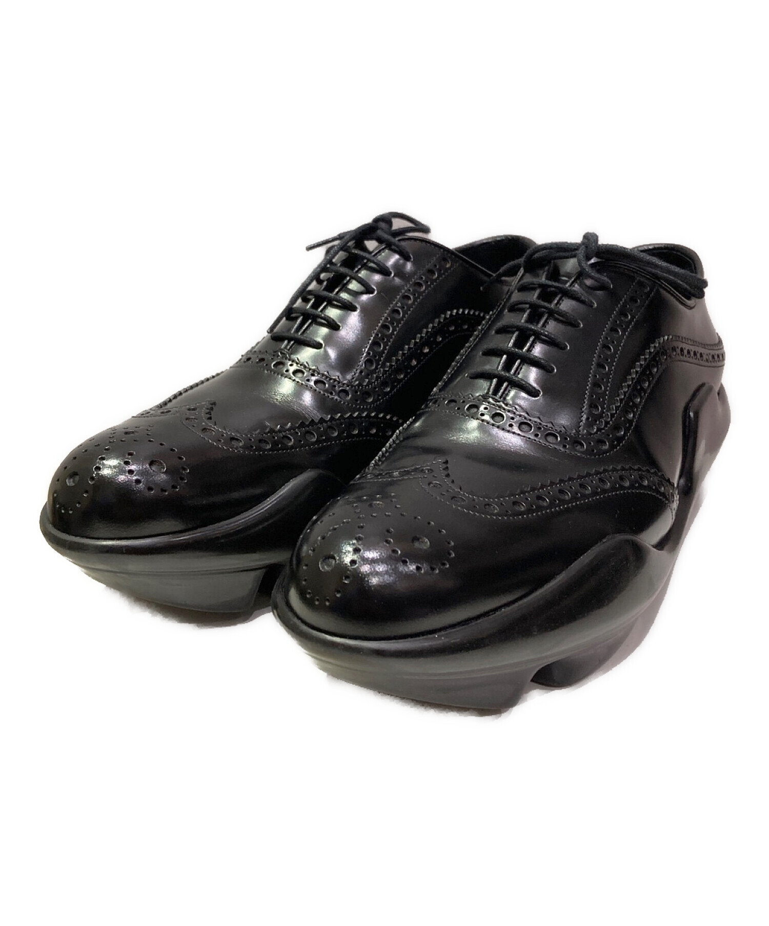 中古・古着通販】PRADA (プラダ) ウィングチップシューズ ブラック 
