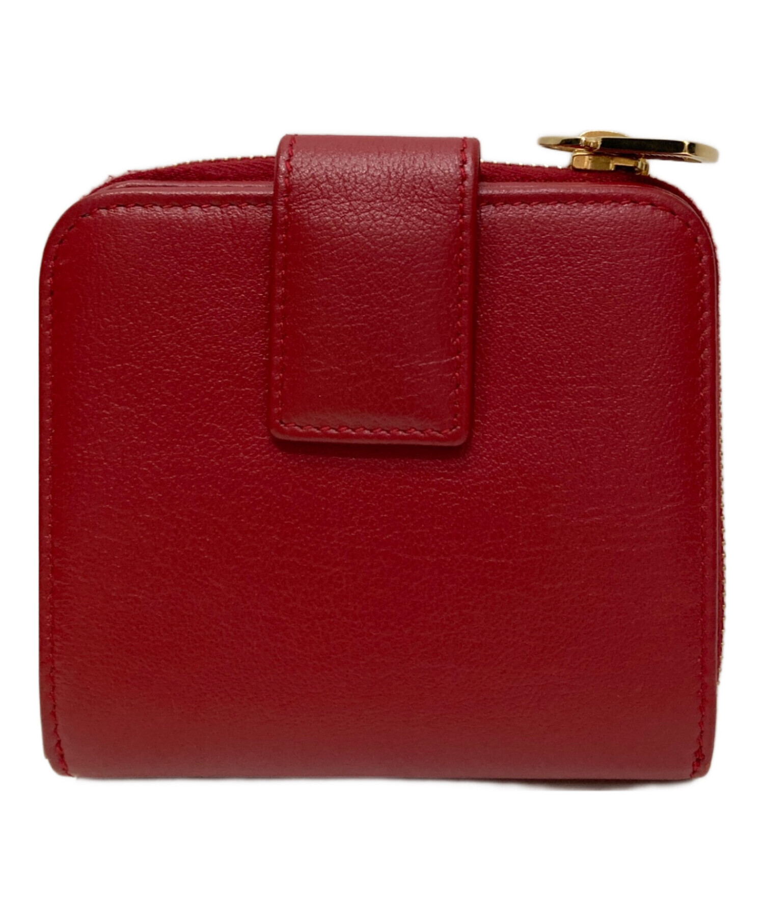 YSL 二つ折り財布 赤 日本直送 名牌中古包 】Yves Saint Laurent イヴ