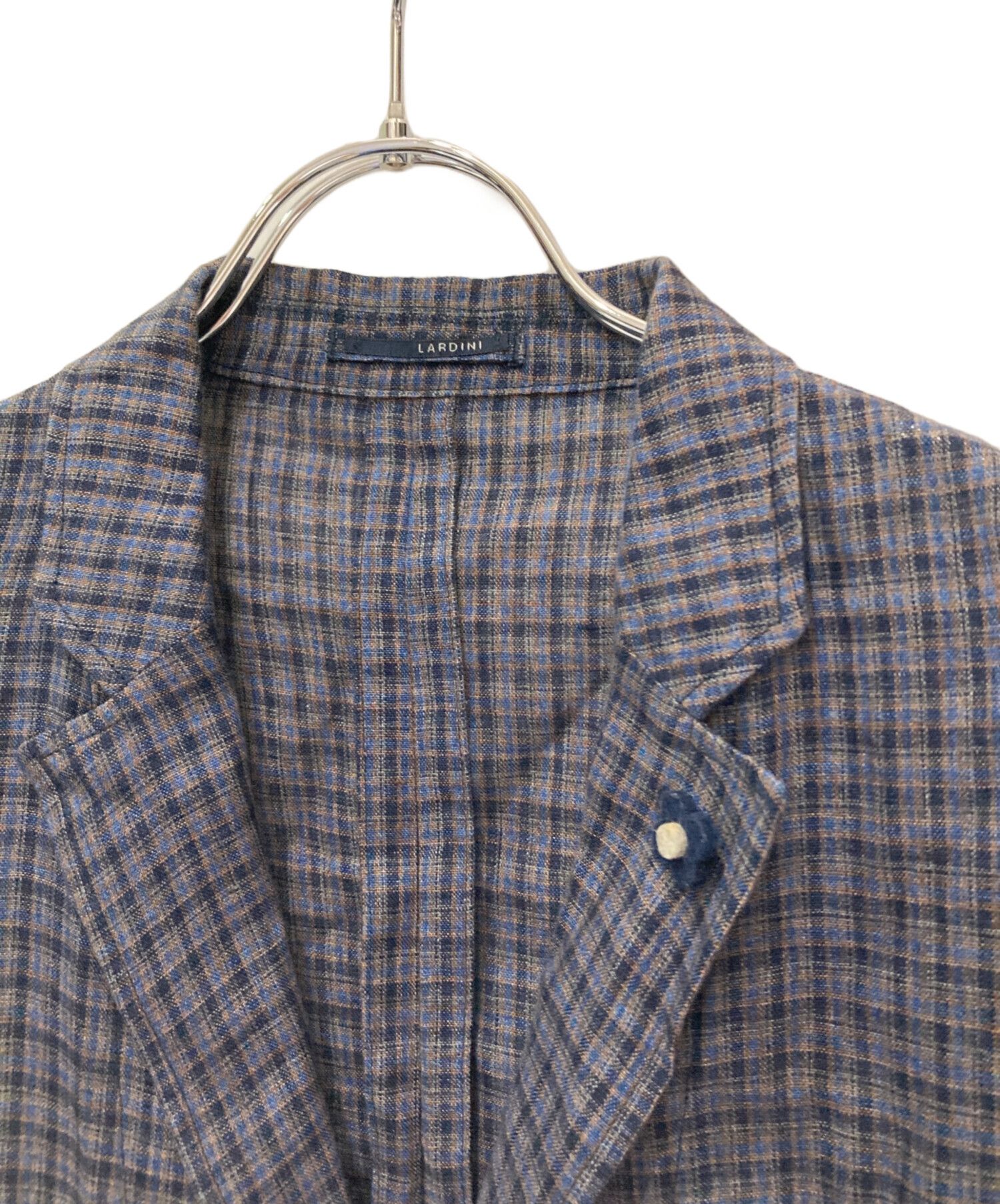 LARDINI ラルディーニ ジャケット リネン ネイビー チェック 50