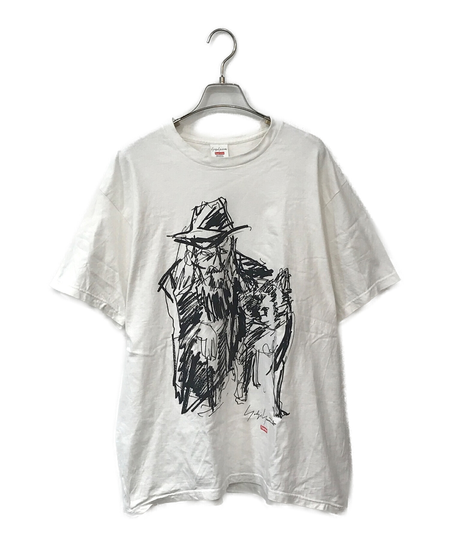 SUPREME×YOHJI YAMAMOTO (シュプリーム×ヨウジヤマモト) プリントTシャツ ブラック×ホワイト サイズ:L