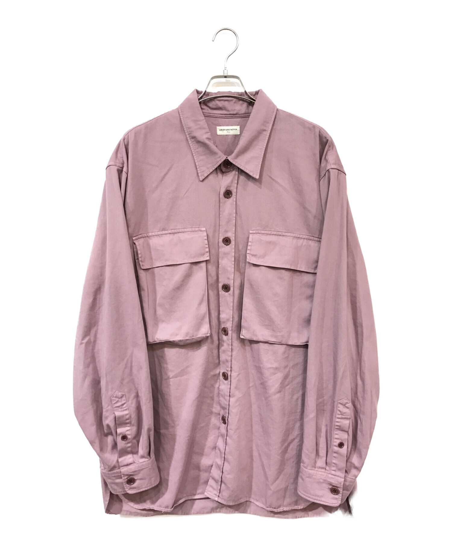 DRIES VAN NOTEN (ドリスヴァンノッテン) ヘビーコットンオーバーサイズシャツ ピンク サイズ:L