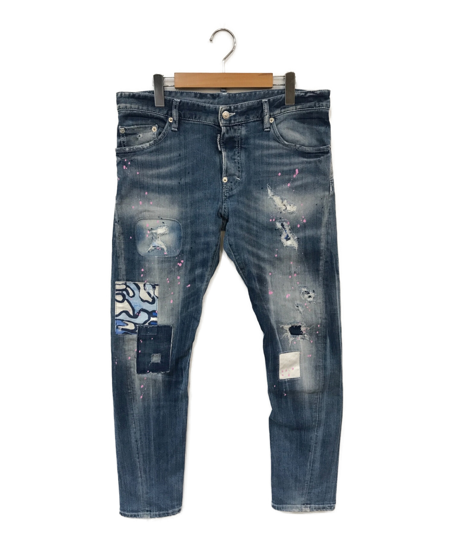 中古・古着通販】DSQUARED2 (ディースクエアード) ペイント加工デニム  