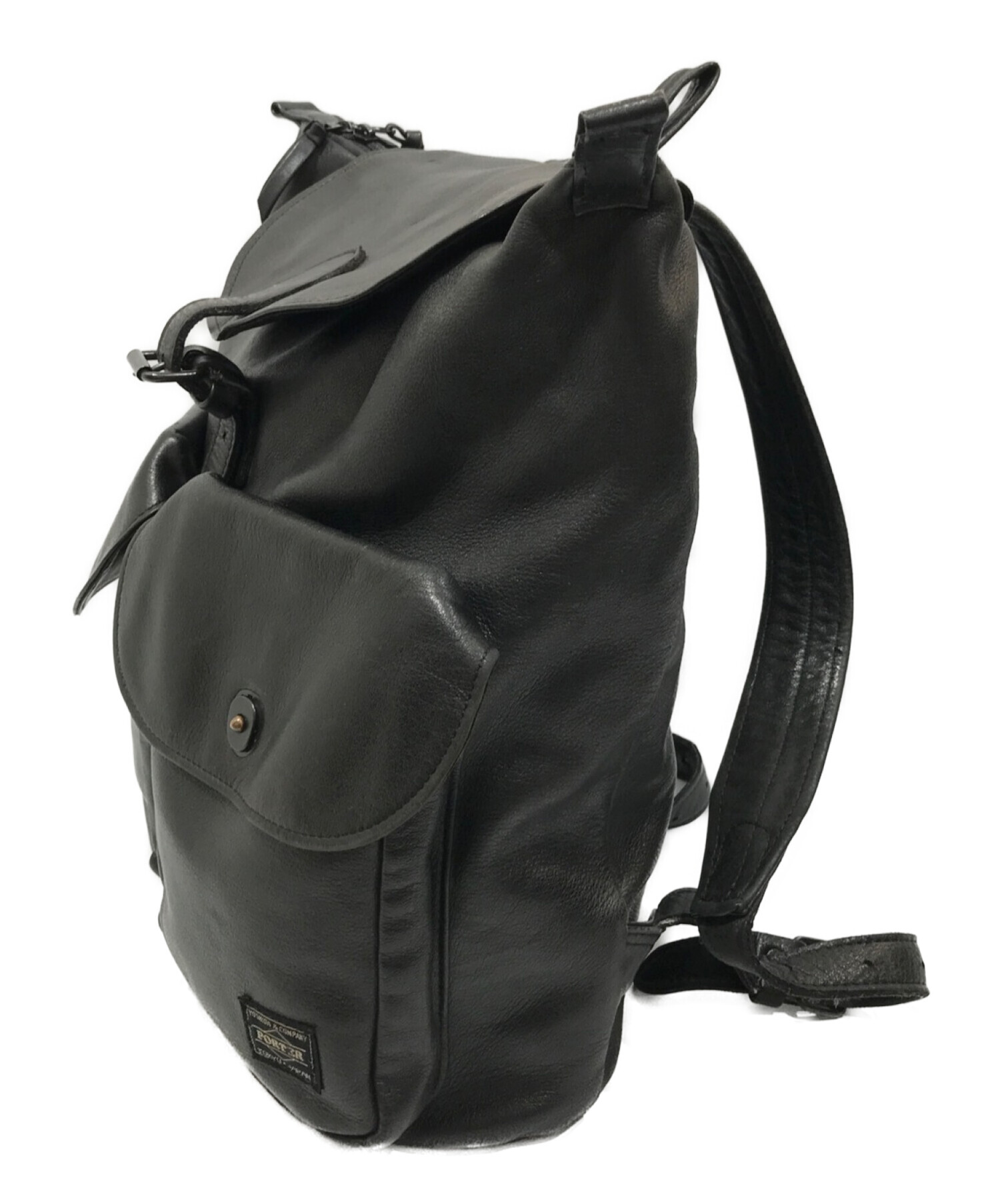 PORTER ポーター コルチナ レザーリュック ブラック 巾着 メンズ 
