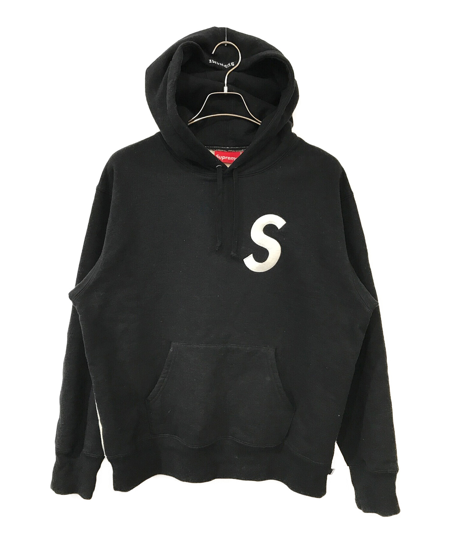 SUPREME (シュプリーム) S Logo Split Hooded Sweatshirt ホワイト×ブラック サイズ:Ｓ