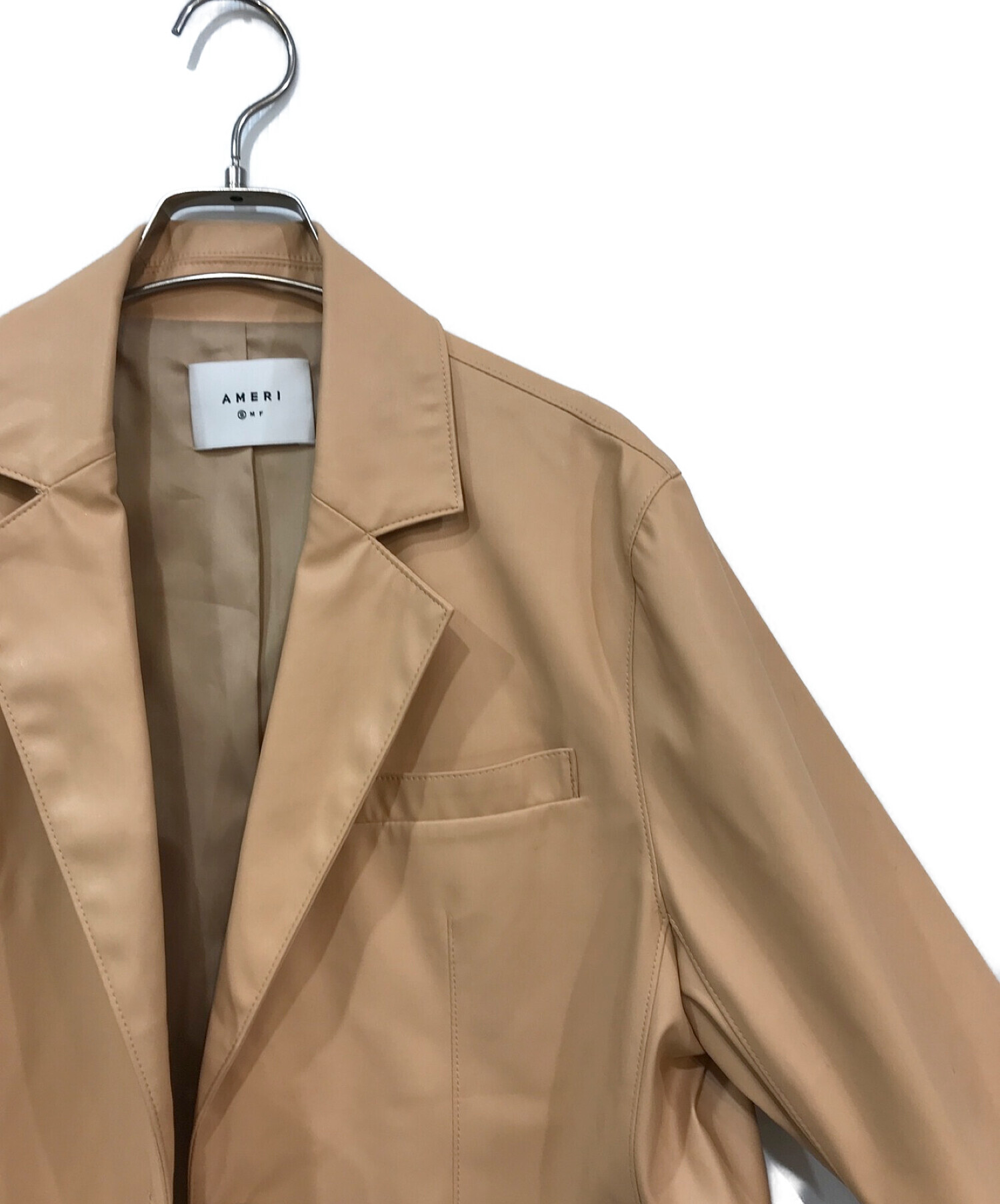 Ameri】FAKE LEATHER COLOR JACKET S アメリ