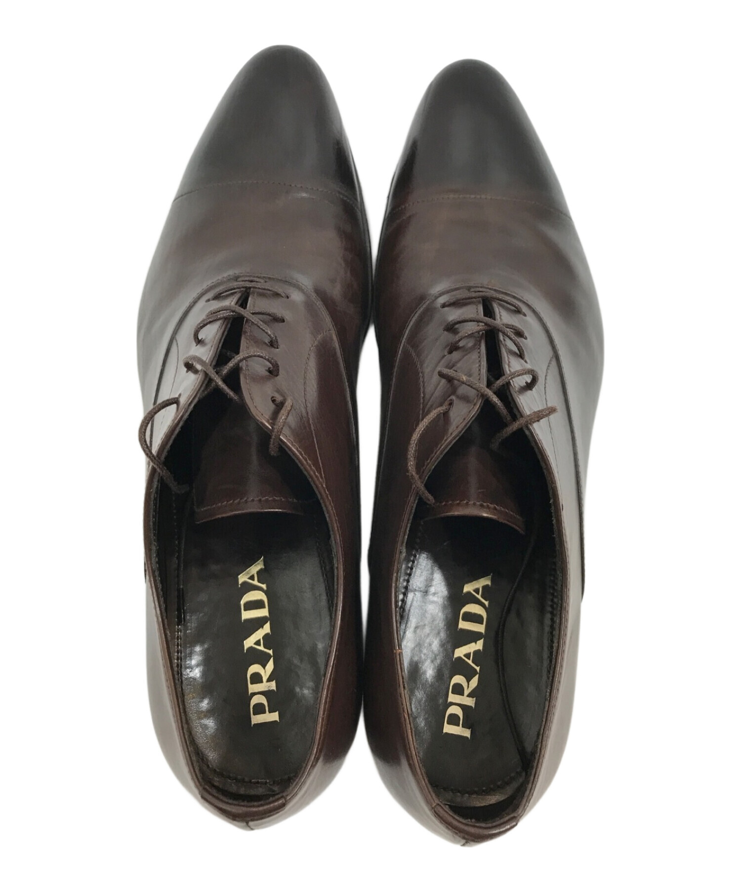 中古・古着通販】PRADA (プラダ) レザーシューズ ブラウン サイズ:7 