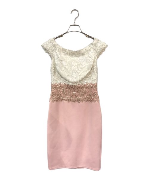 TADASHI SHOJI バイカラー白ピンク刺繍レースドレスワンピース0