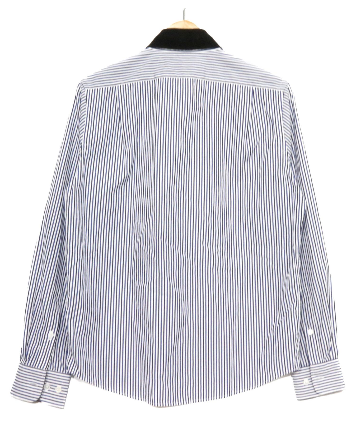 MARNI (マルニ) 襟切替ストライプシャツ ブルー×ホワイト サイズ:表記44