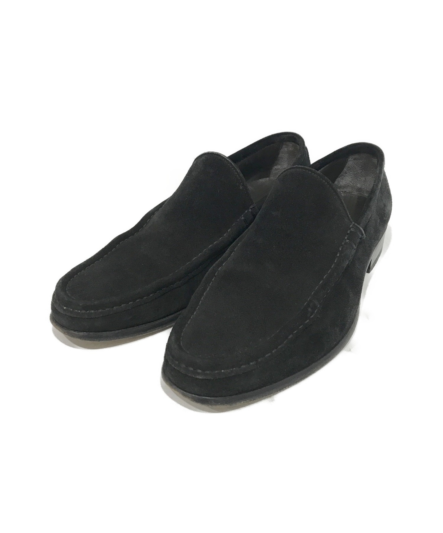 中古・古着通販】GUCCI (グッチ) スウェードスリッポン ブラック 