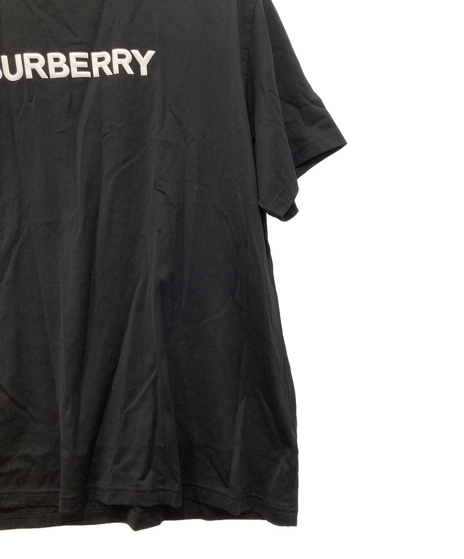 BURBERRY (バーバリー) ロゴプリント オーバーサイズTシャツ ブラック サイズ:L