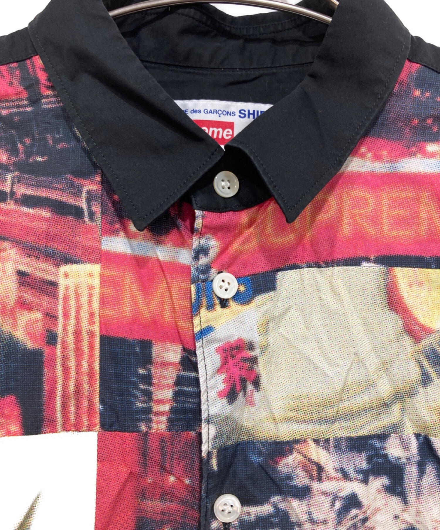 COMME des GARCONS SHIRT (コムデギャルソンシャツ) SUPREME (シュプリーム) Cotton Patchwork  Button Up Shirt ブラック サイズ:M