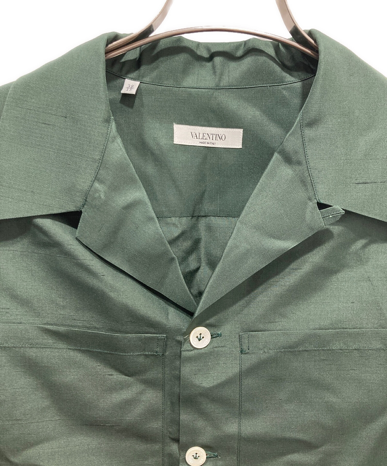 VALENTINO (ヴァレンティノ) シルクオープンカラーシャツ グリーン サイズ:38