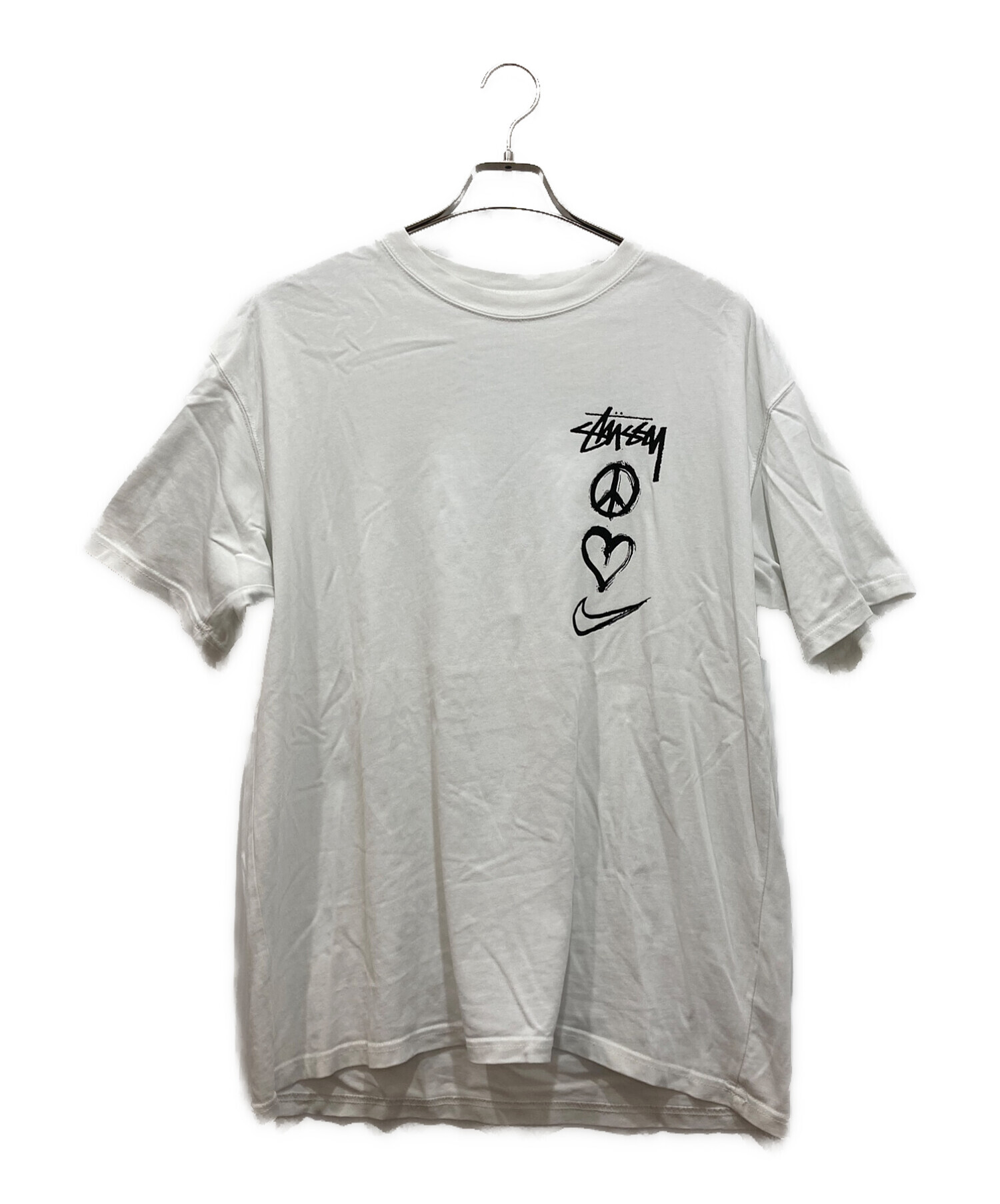 NIKE (ナイキ) stussy (ステューシー) Peace Love Swoosh T-shirt ホワイト サイズ:L