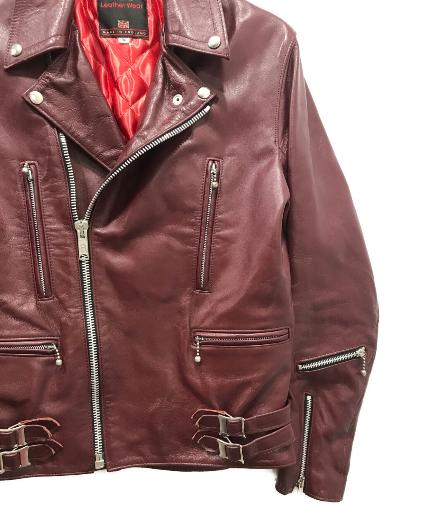 666 ダブルライダースジャケット 赤タータン 36