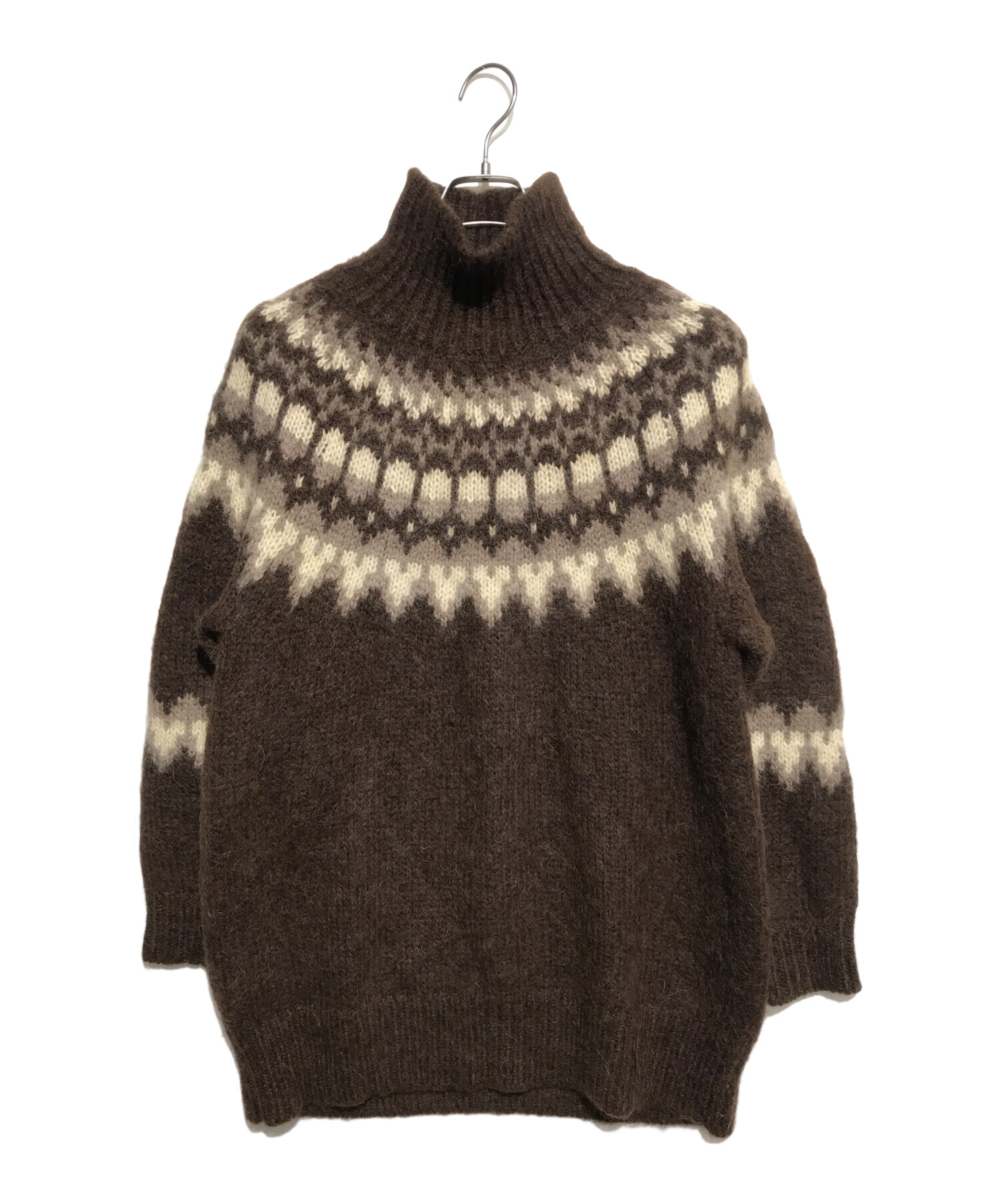 極美品　バトナー　ニット　モヘヤ混　アルパカ混　ノルディック柄　ウール　日本製 BATONER ノルディック柄モヘヤアルパカ混セーター1サイズ