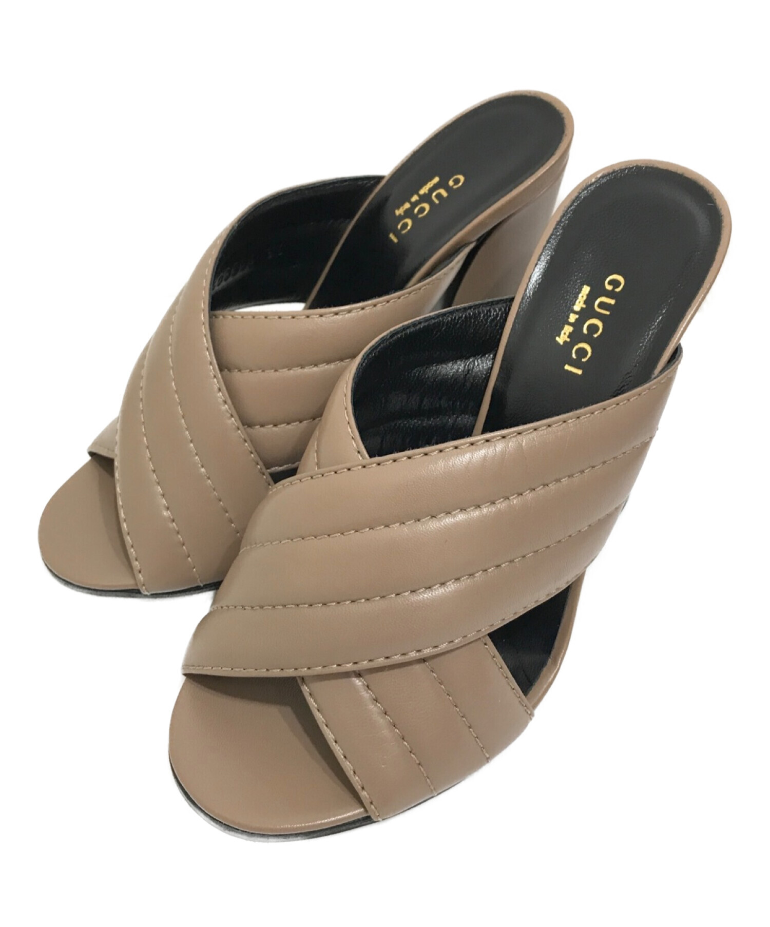 中古・古着通販】GUCCI (グッチ) レザークロスミュール アイボリー 