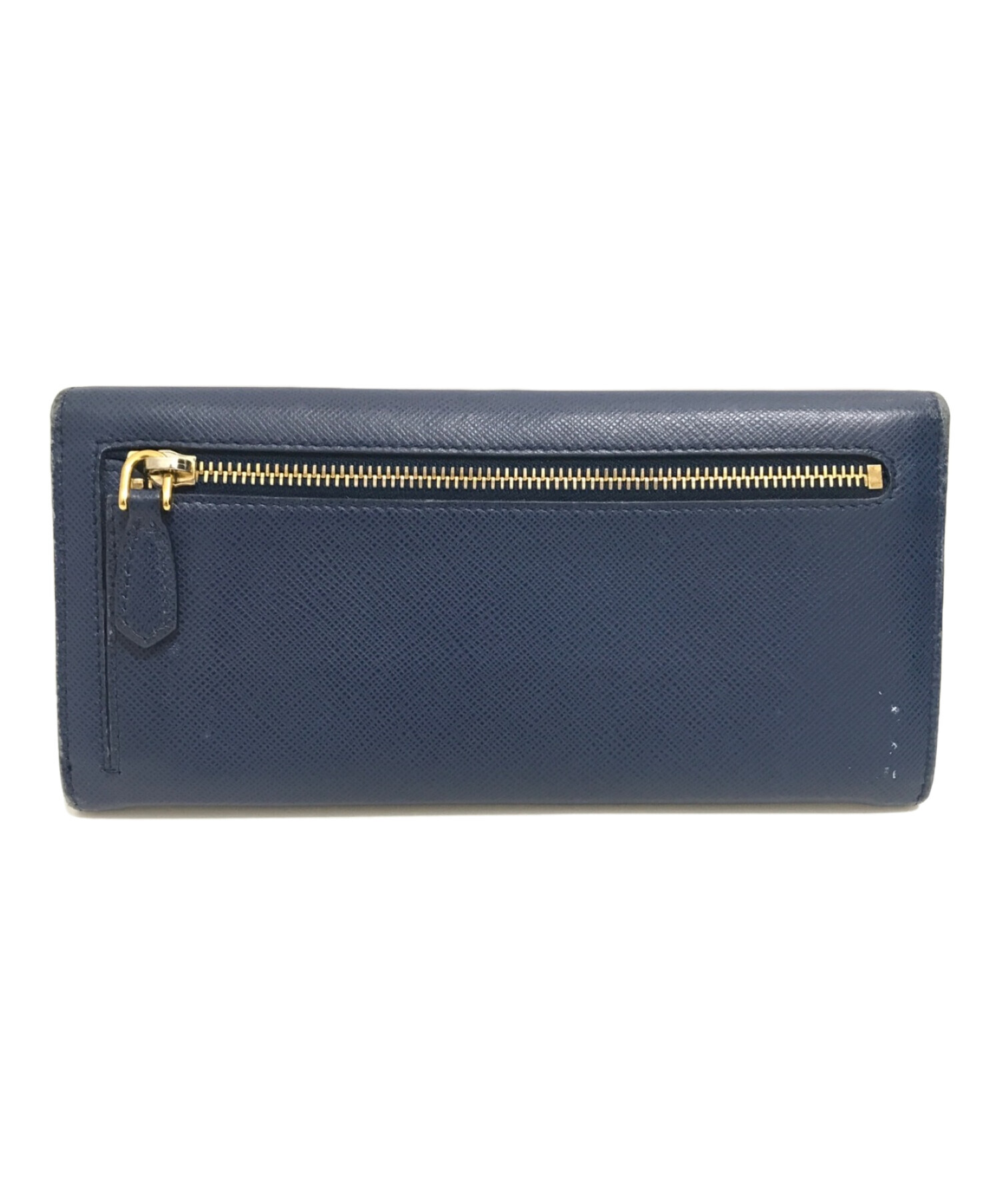 中古・古着通販】PRADA (プラダ) サフィアーノフラップ長財布 ネイビー 