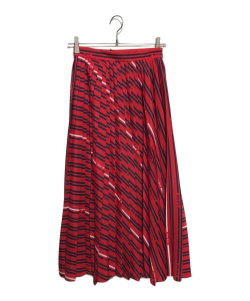 美品】MIU MIU 膝丈スカート プリーツ ブラウン 38 巻きスカート