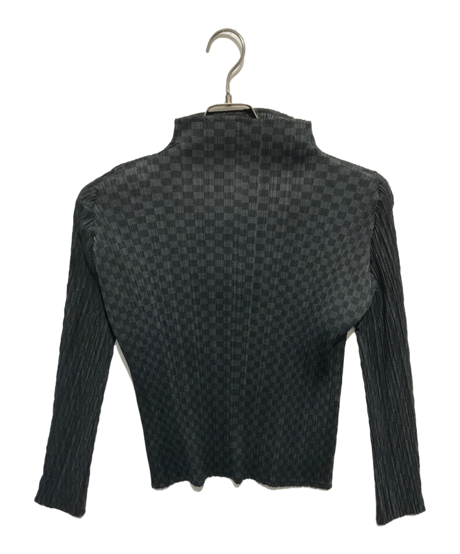 プリーツプリーズ グレー ハイネック トップス