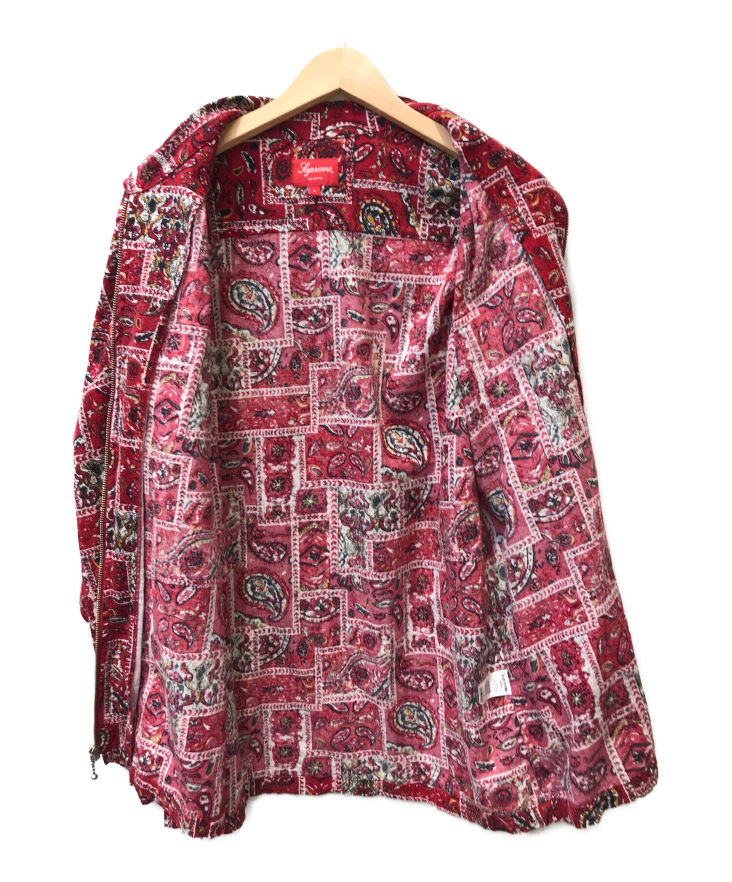 SUPREME (シュプリーム) broken paisley flannel zip shirt ペイズリーフランネルジップシャツ ジャケット  レッド サイズ:L