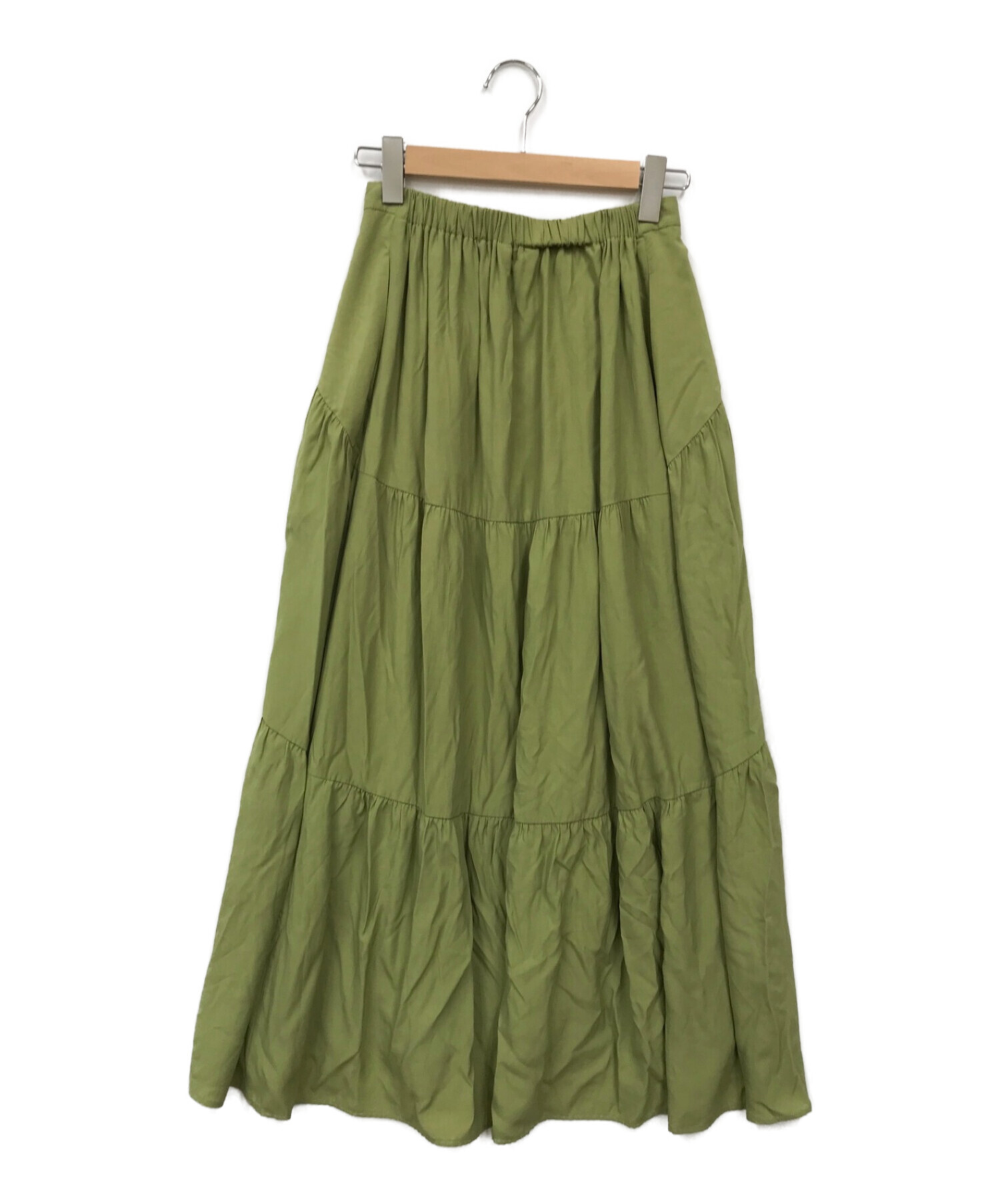 中古・古着通販】CLANE (クラネ) CURVE LINE TIERED SKIRT グリーン  
