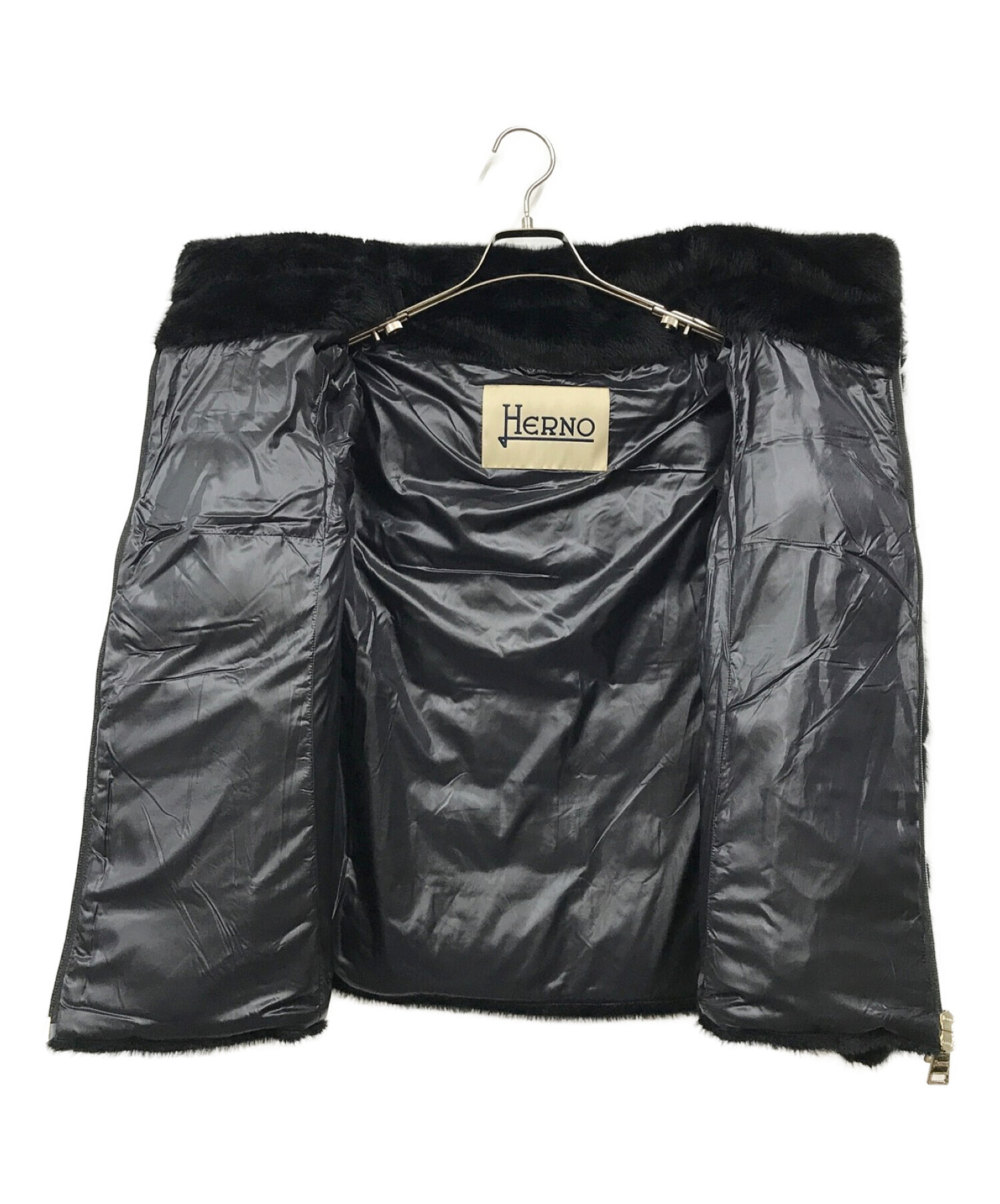 中古・古着通販】HERNO (ヘルノ) エコファーダウンジャケット ブラック 