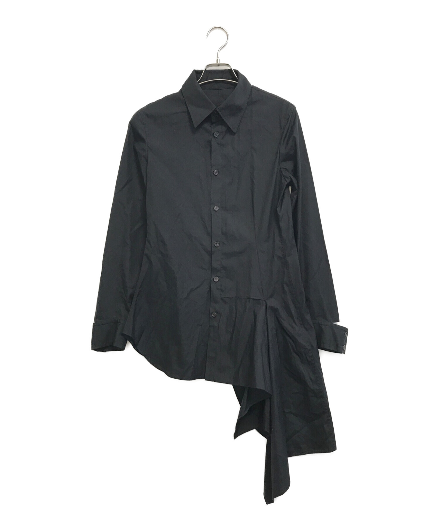 yohji yamamoto+noir (ヨウジヤマモトプリュスノアール) アシンメトリーシャツ ブラック サイズ:S