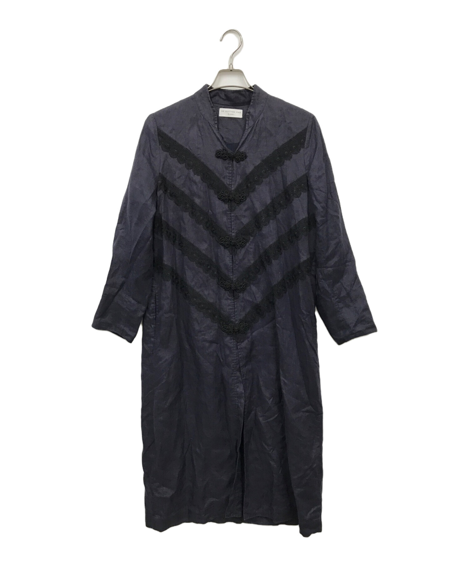 ヌキテパネイビー ロングワンピース 長袖