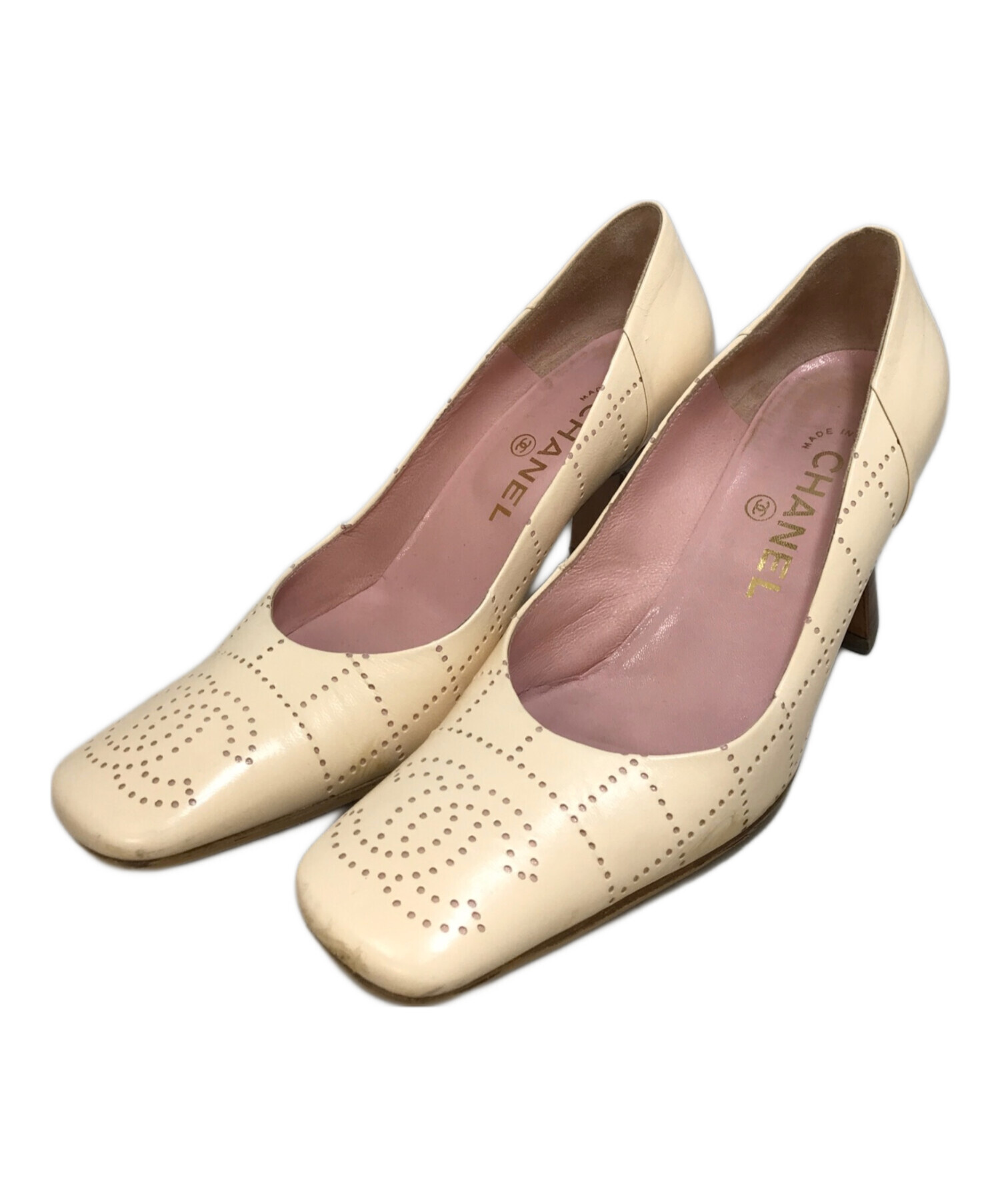 中古・古着通販】CHANEL (シャネル) パンチングココマークパンプス 