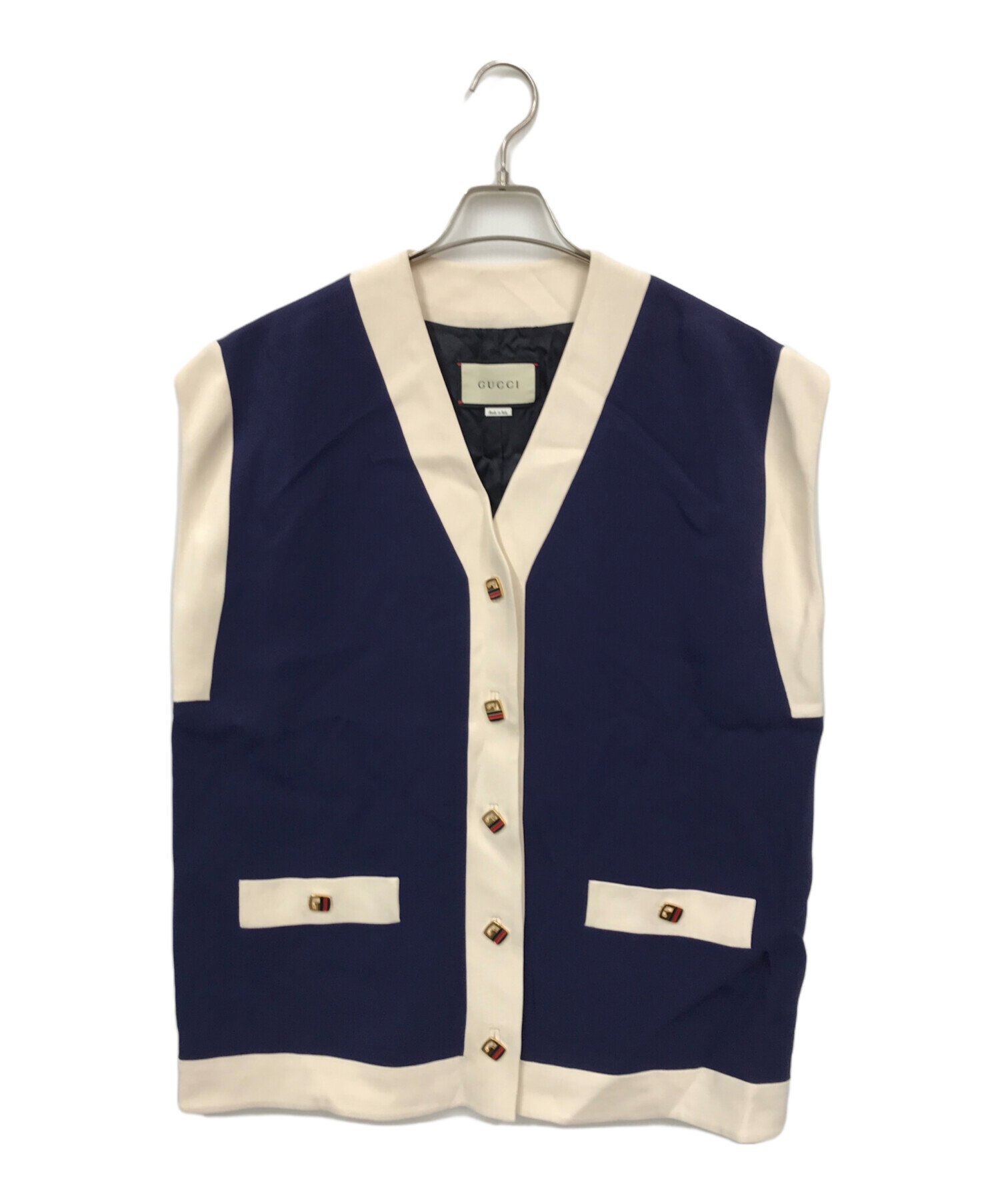 中古・古着通販】GUCCI (グッチ) シェリーライン金釦ベスト ネイビー 