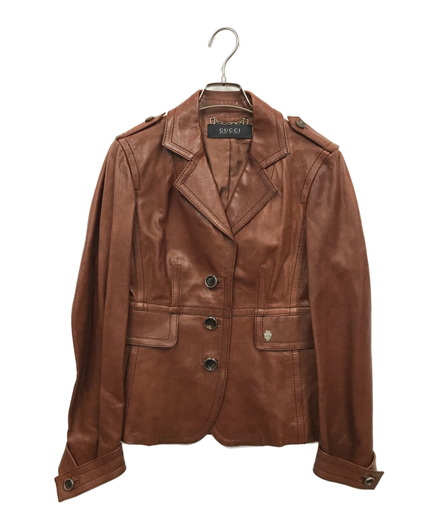 美品】GUCCIグッチ 羊革レザージャケット テーラード サイズ40 