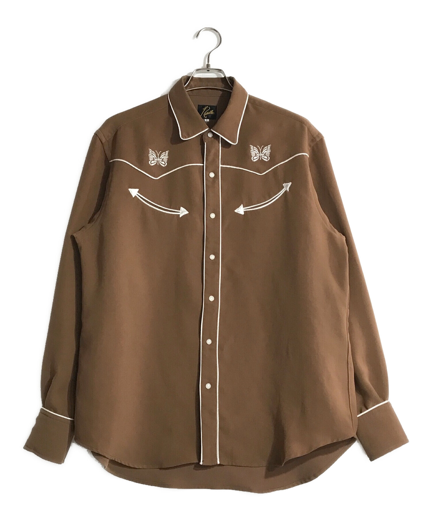 Needles (ニードルス) Embroidered Cowboy Shirt ブラウン×ホワイト サイズ:S