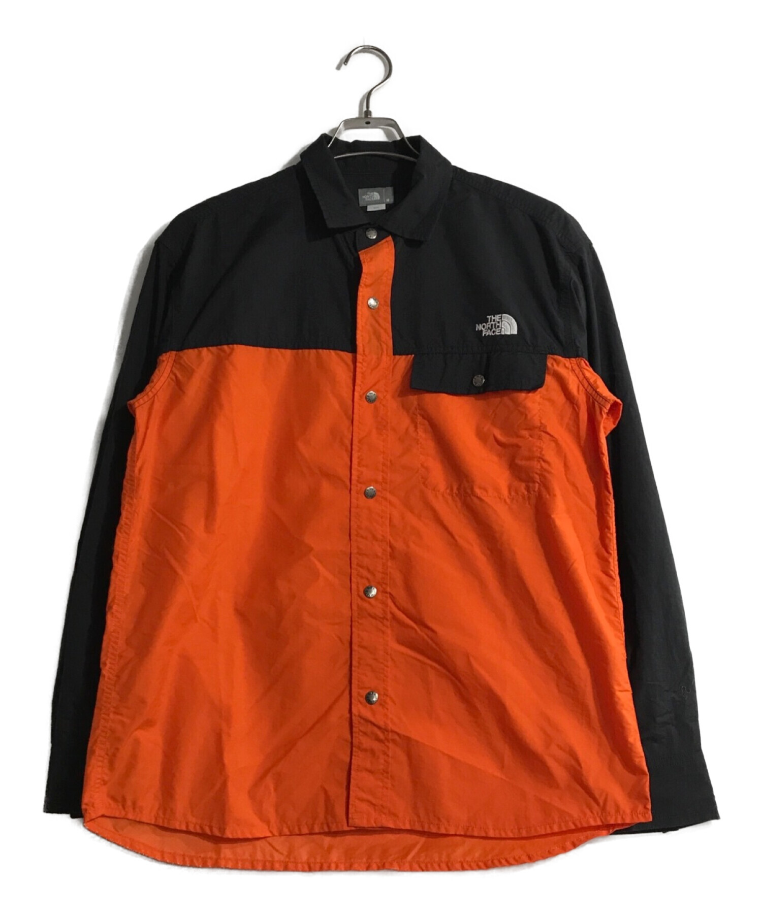 THE NORTH FACE (ザ ノース フェイス) ロングスリーブヌプシシャツ ブラック×オレンジ サイズ:M