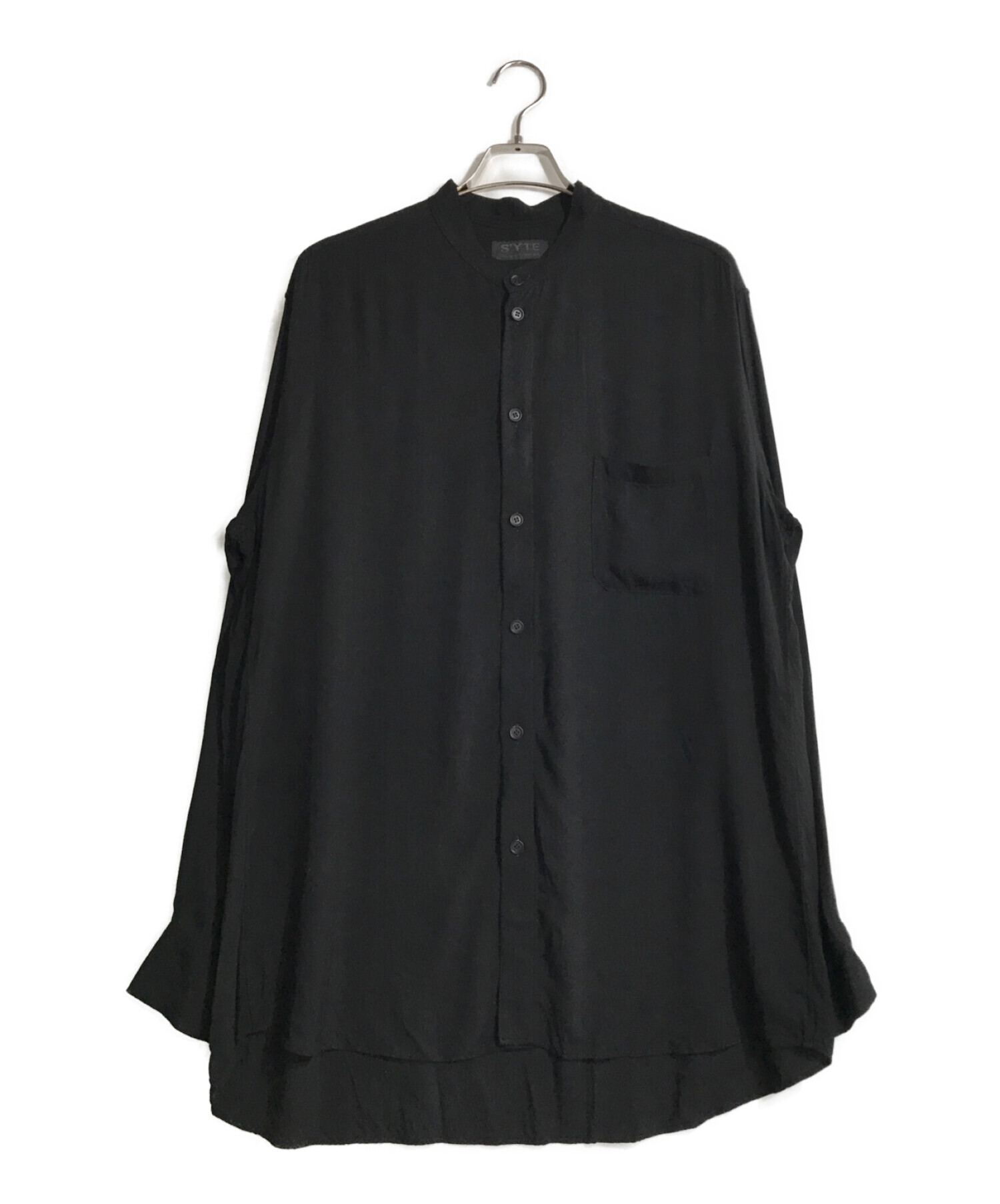 s'yte Yohji Yamamoto (サイト ヨウジヤマモト) バンドカラーレーヨンシャツ ブラック サイズ:3