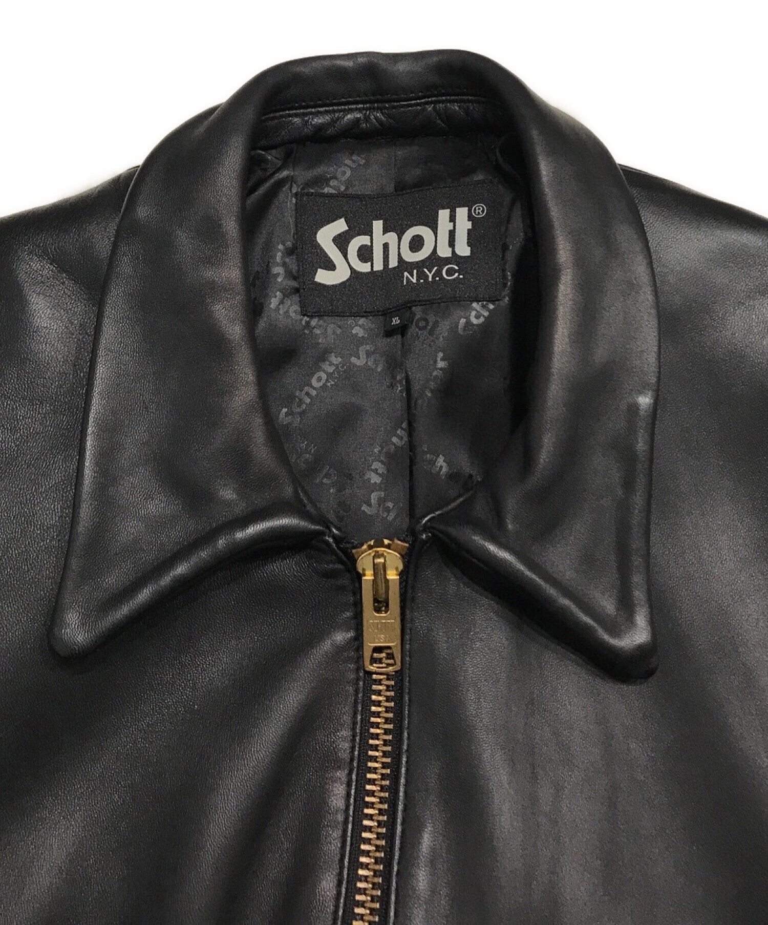 Schott (ショット) レザースポーツジャケット ブラック サイズ:XL
