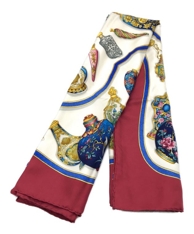 中古・古着通販】HERMES (エルメス) 香水瓶柄スカーフ レッド×ホワイト 