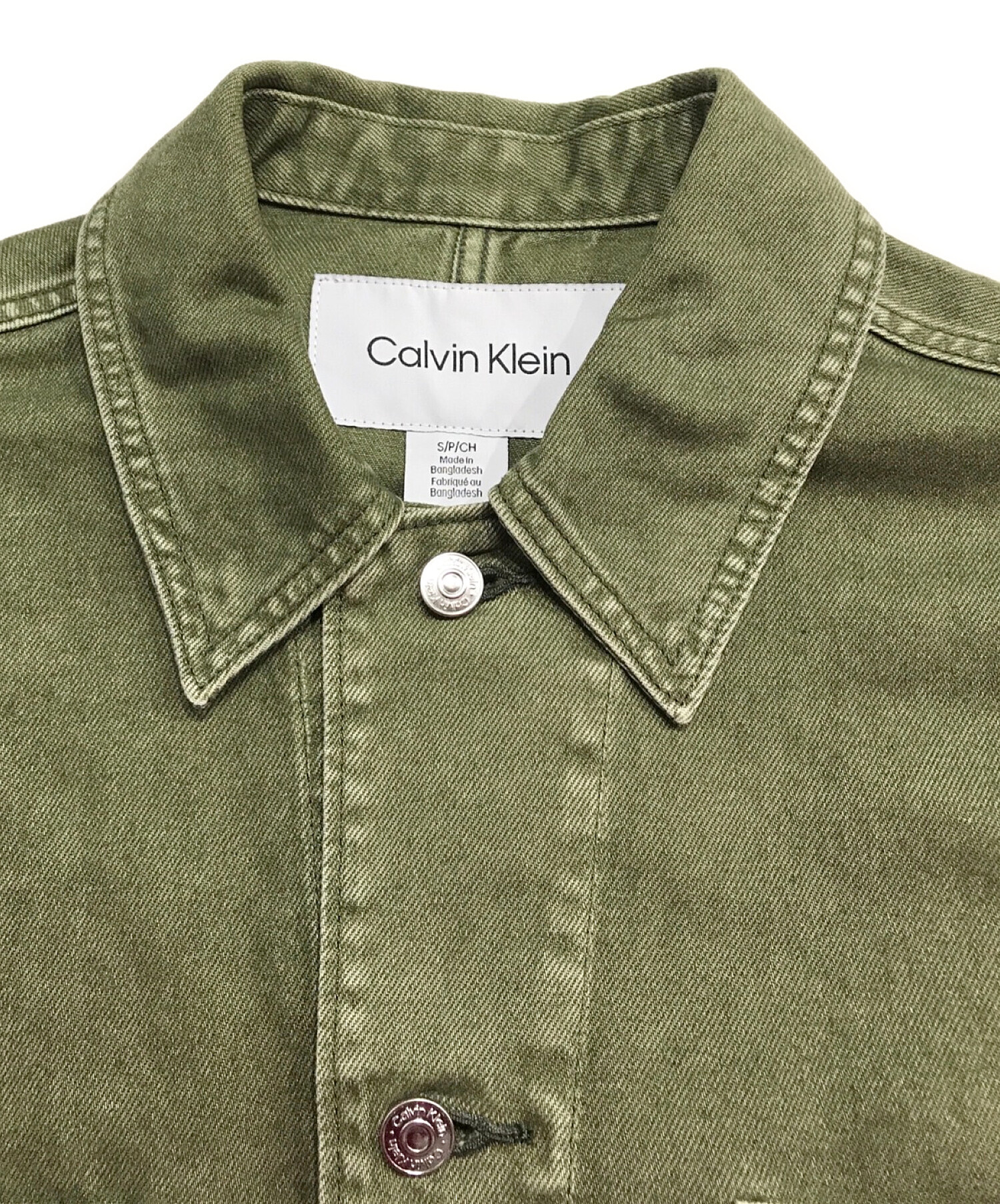 Calvin Klein (カルバンクライン) ウォッシュドデニムジャケット カーキ サイズ:S