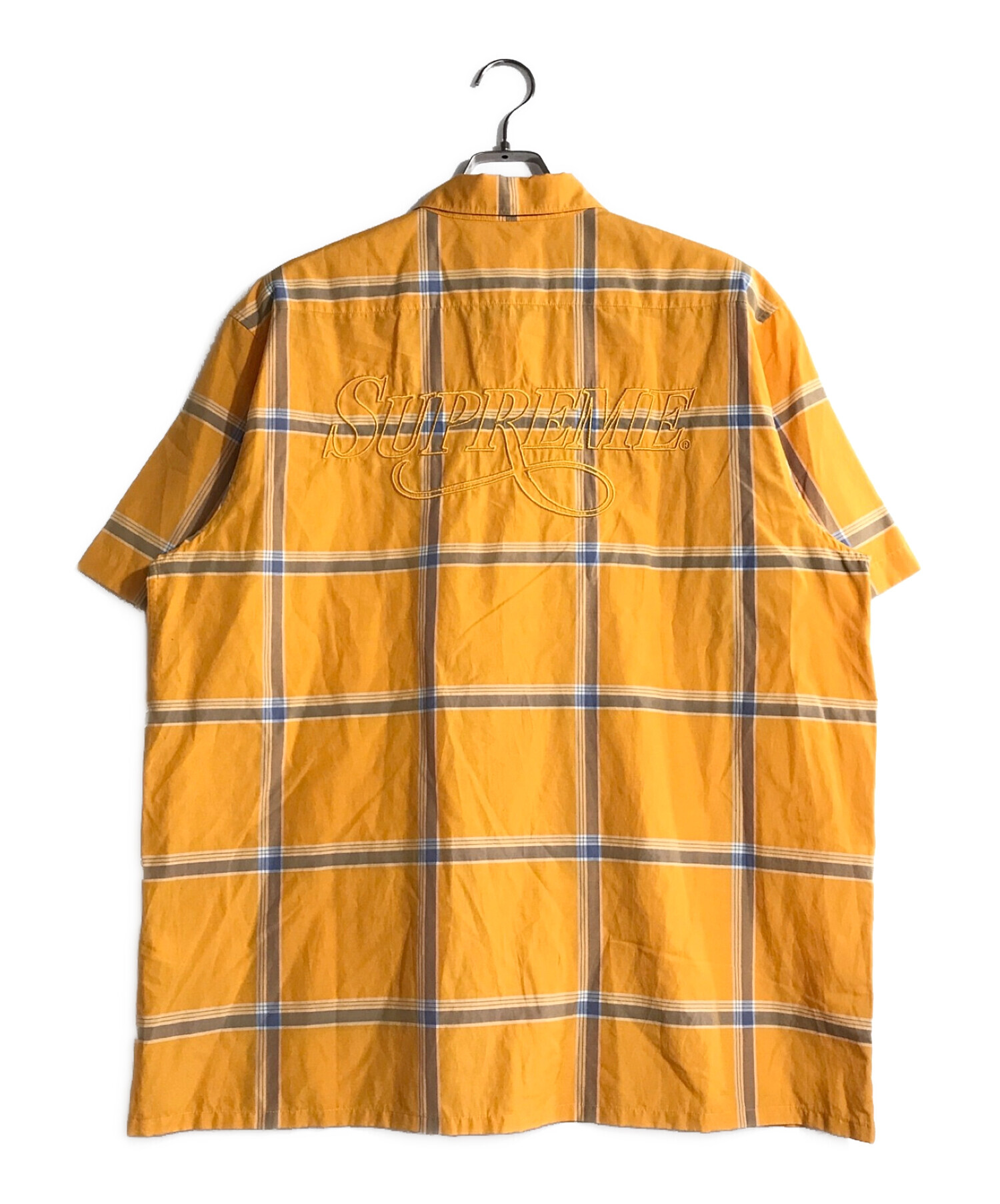 SUPREME (シュプリーム) ライトウェイトプレイド半袖シャツ イエロー サイズ:XL