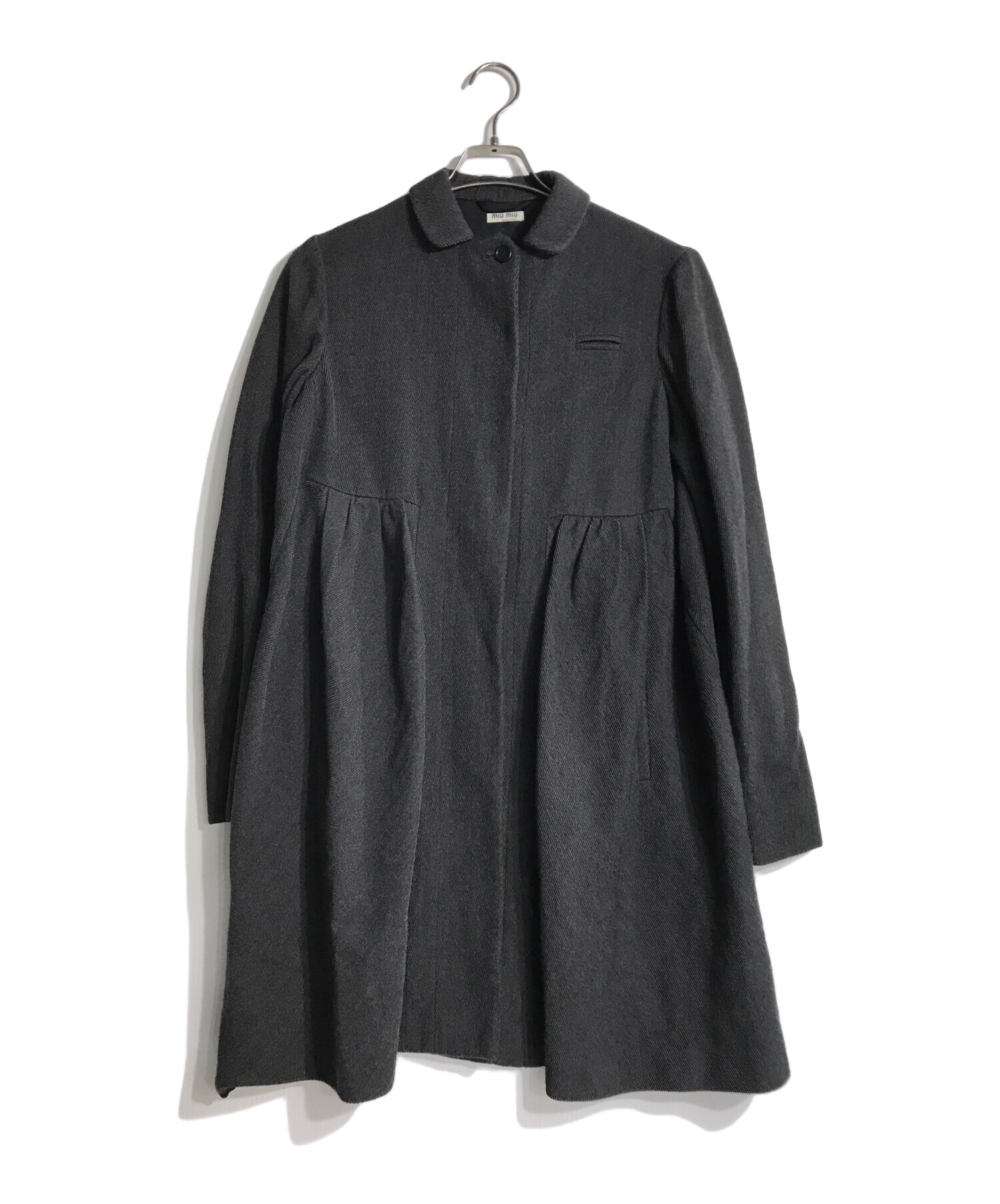 中古・古着通販】MIU MIU (ミュウミュウ) Aラインロングコート グレー 