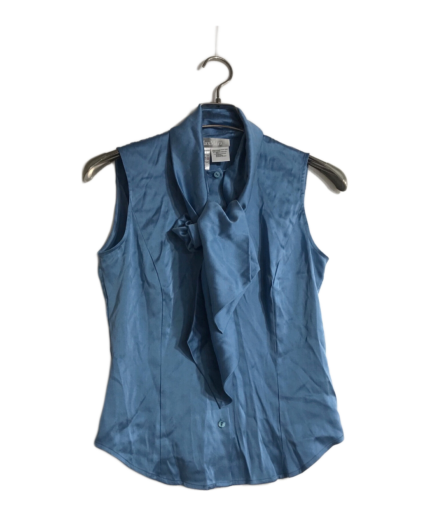 中古・古着通販】MaxMara (マックスマーラ) シルク混ブラウス ブルー 