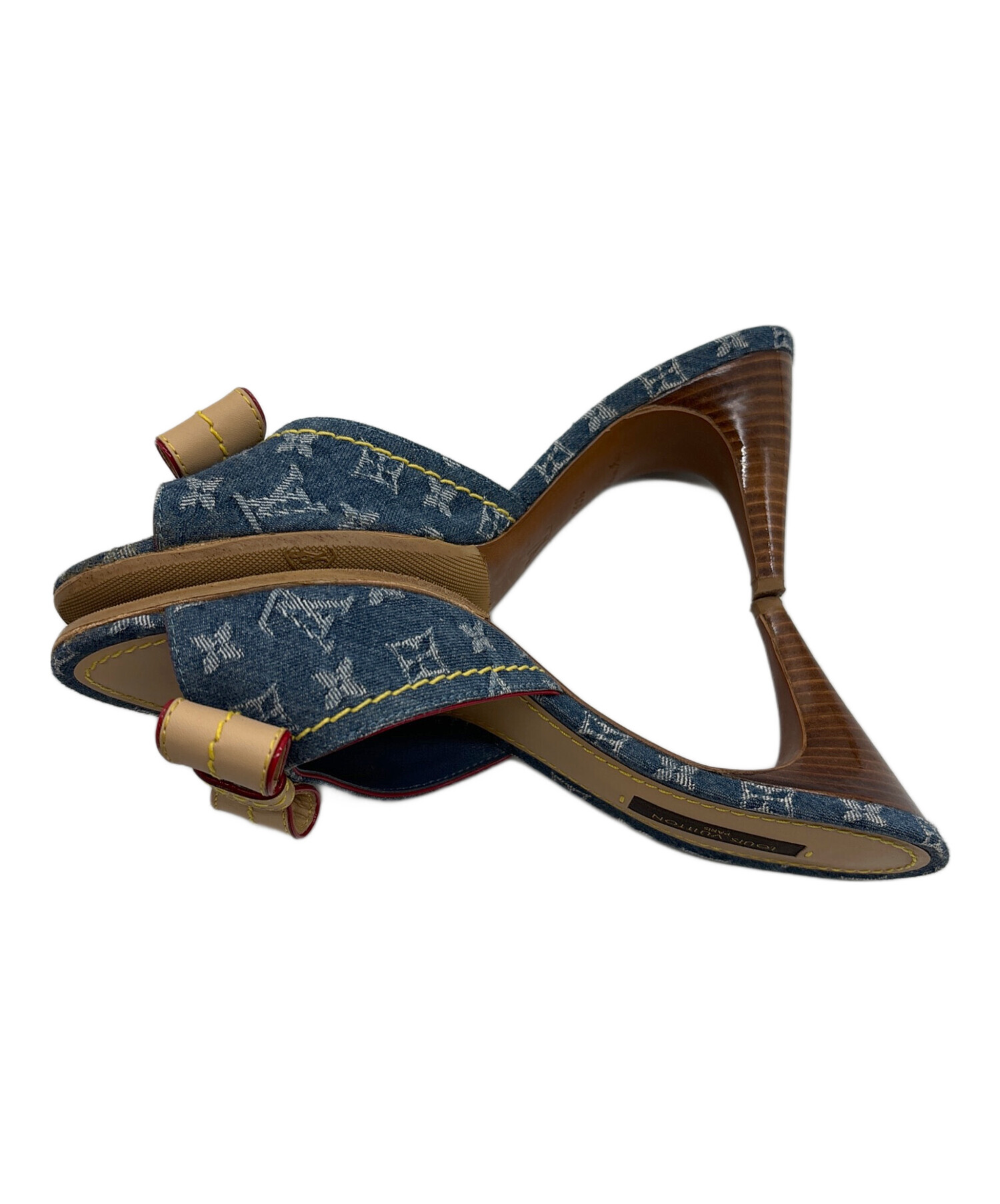 ルイヴィトン サンダル ミュール ヒールモノグラムデニム 22.5cm