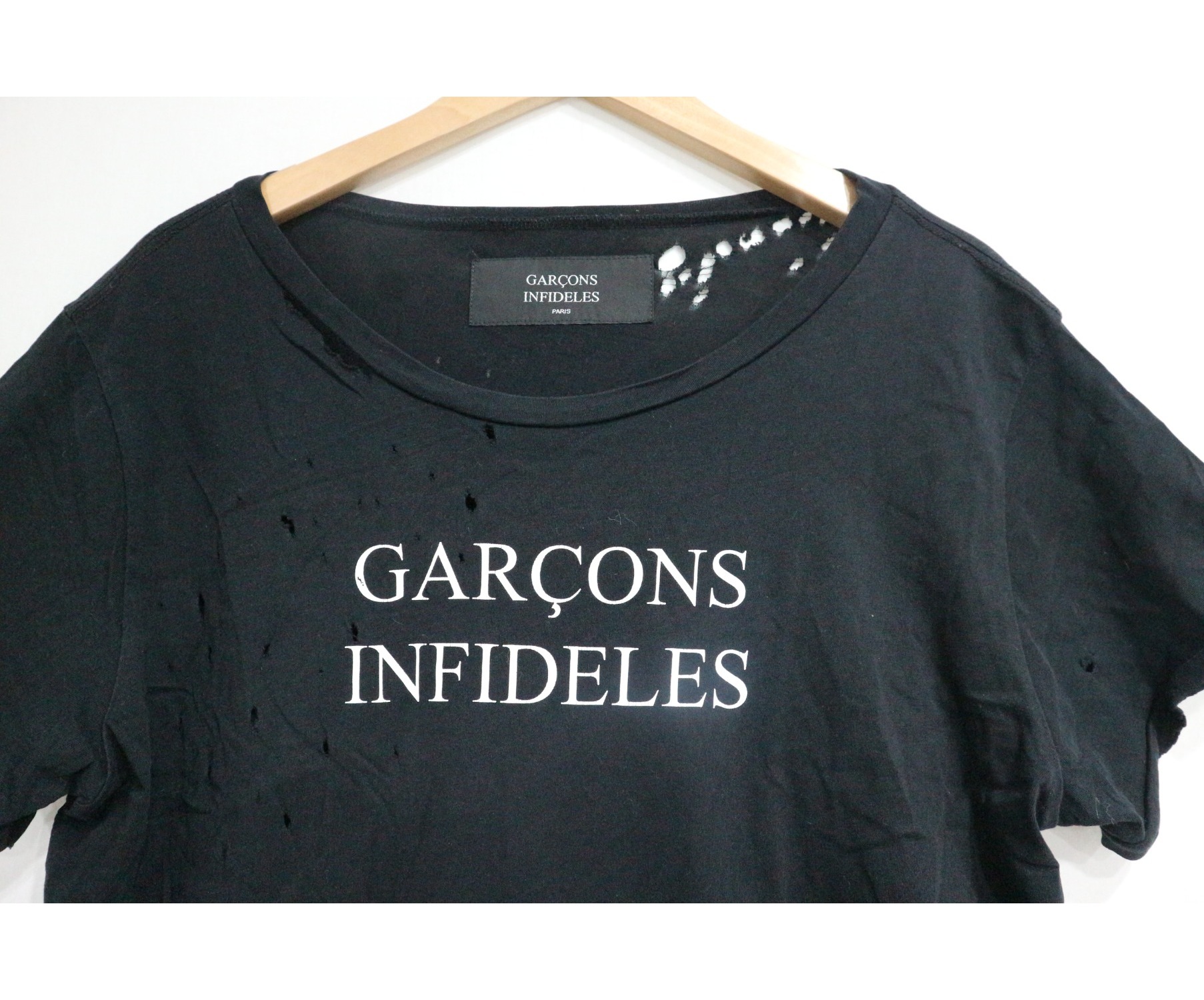 GARCONS INFIDELES (ギャルソン インフィデレス) ハードクラッシュ加工Tシャツ ブラック サイズ:SIZE S