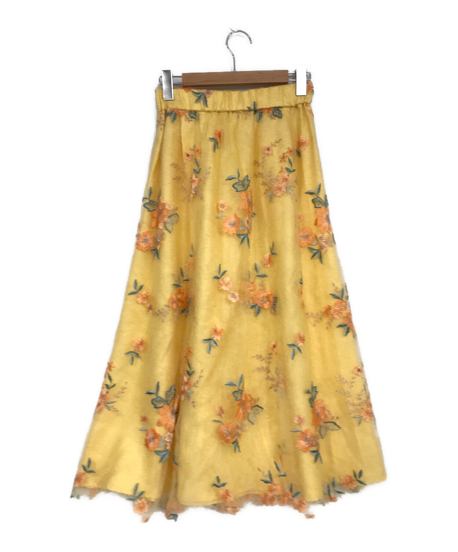 GRACE CONTINENTAL グレースコンチネンタル フラワーチュール刺繍スカート イエロー サイズ:SIZE