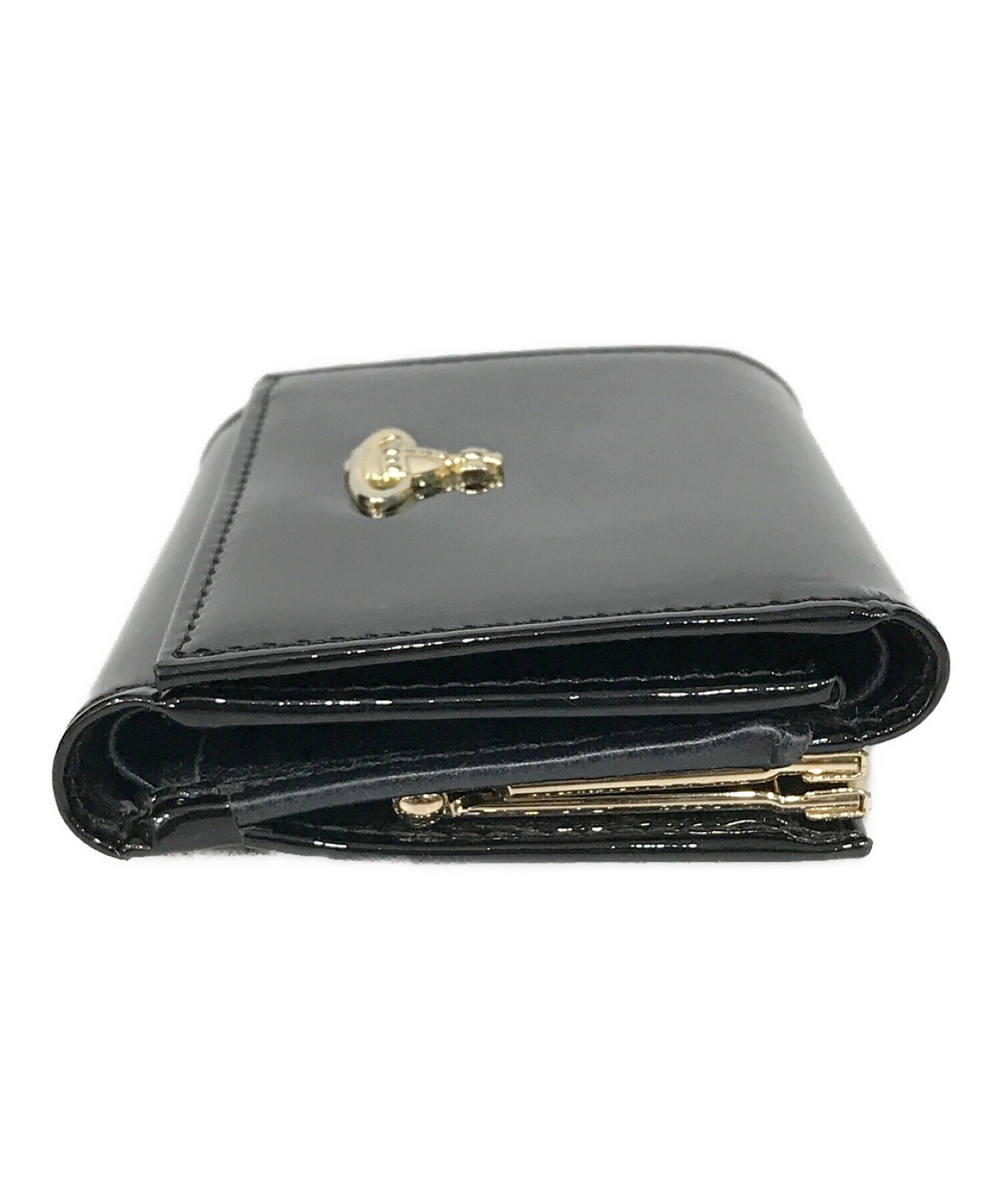 Vivienne Westwood (ヴィヴィアンウエストウッド) 3つ折りエナメル財布 ブラック