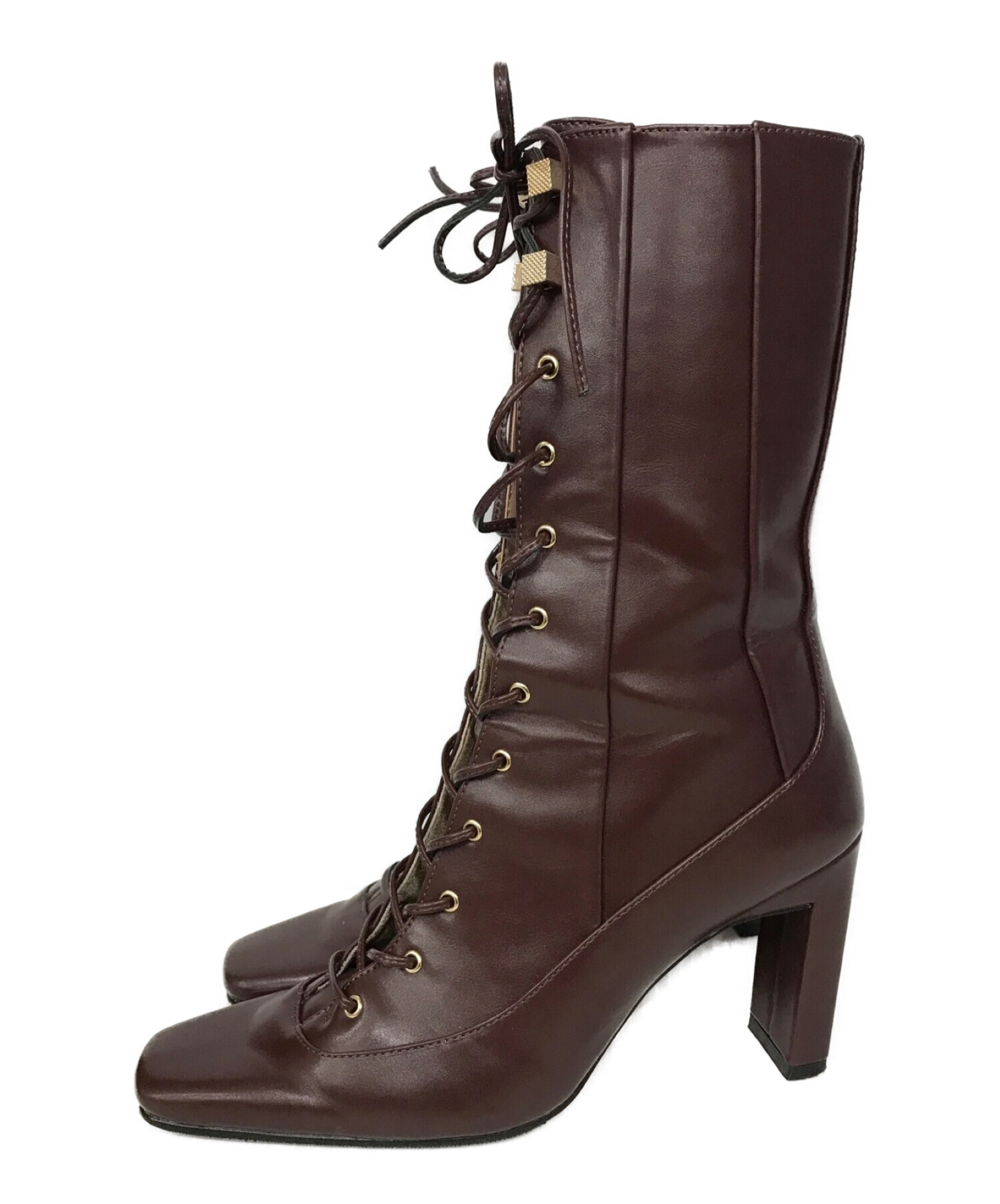 HER LIP TO (ハーリップトゥ) Lace-Up Ankle Boots ボルドー サイズ:SIZE　36