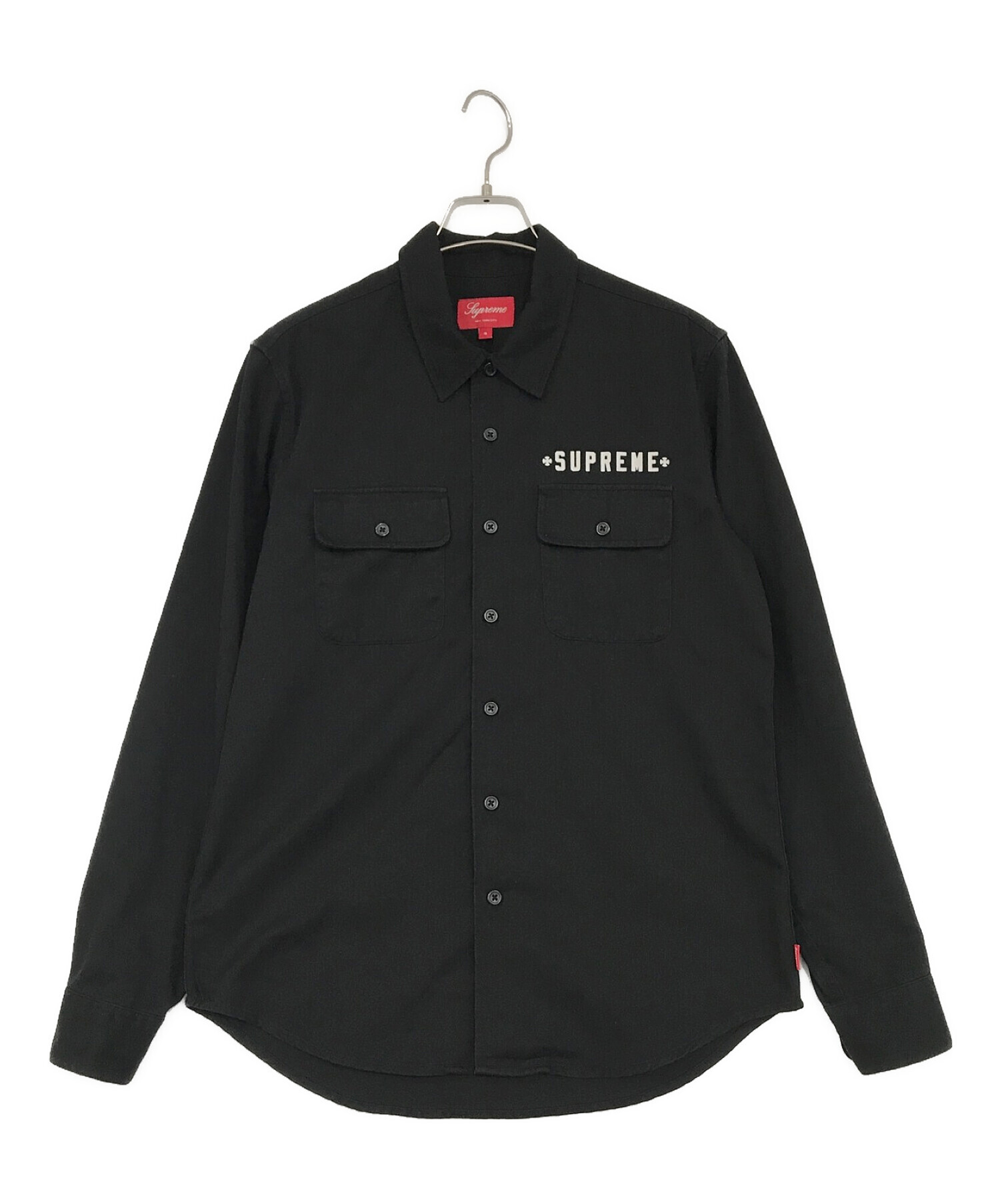 Supreme× independent (シュプリーム×インディペンデント) ワークシャツ ブラック サイズ:SIZE S