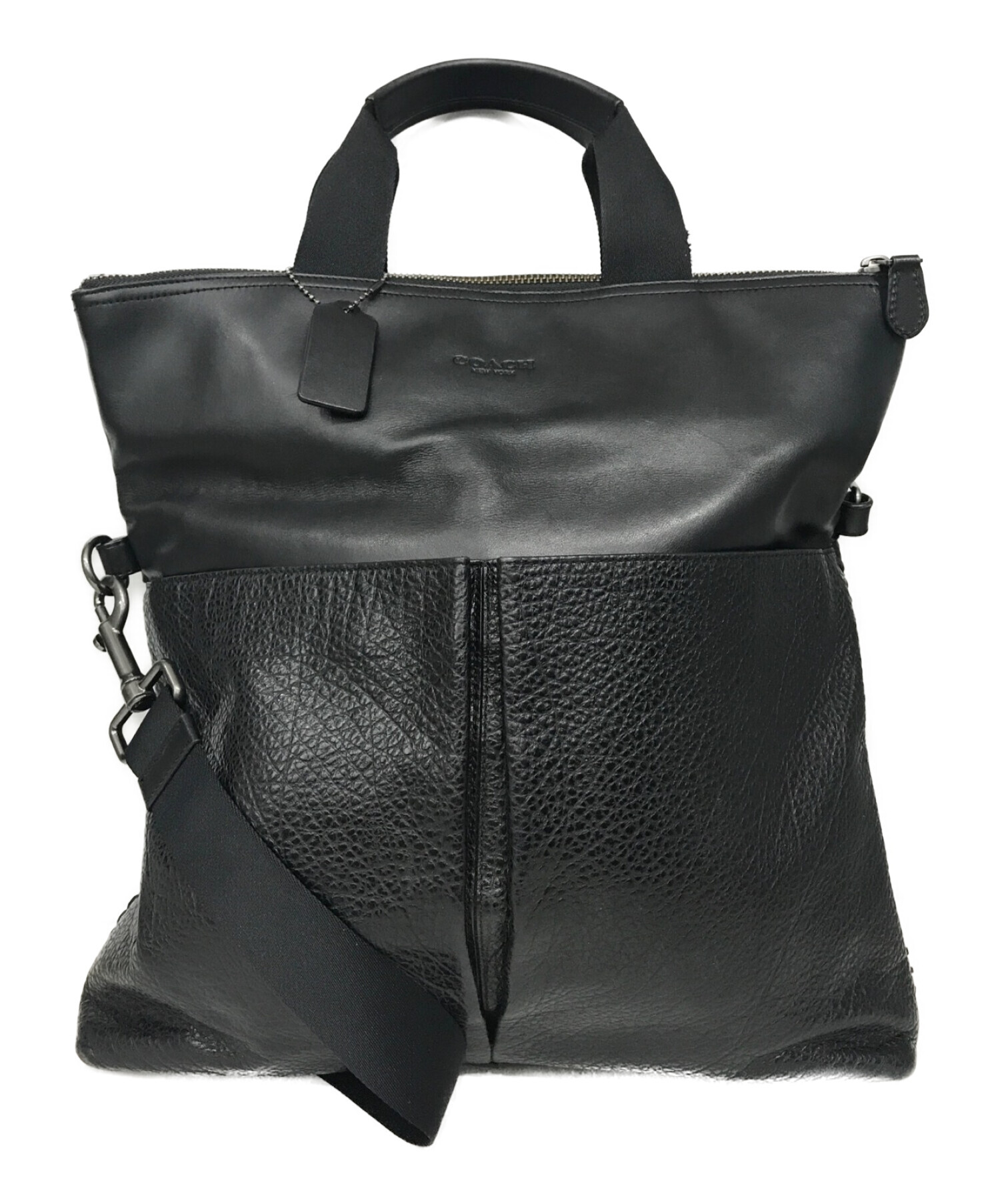 COACH ブラックレザートートバッグ
