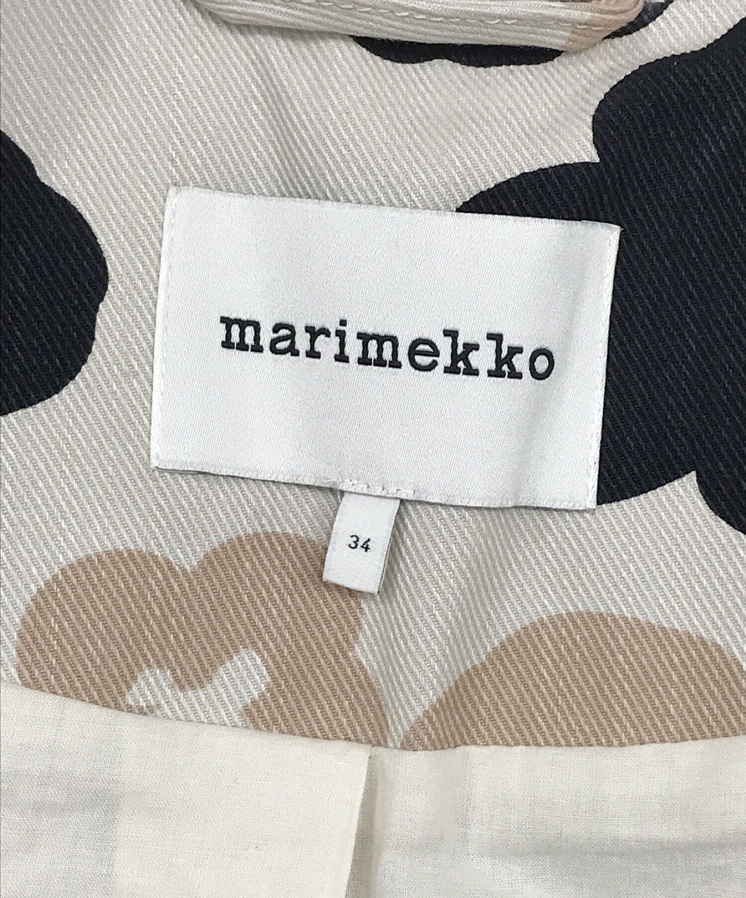 マリメッコ marimekko ステンカラーコート ホワイト チェック　34