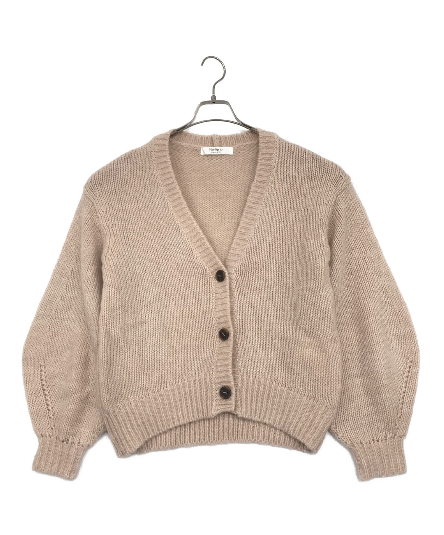 HER LIP TO (ハーリップトゥ) Essential mohair blend cardigan ピンク サイズ:SIZE S